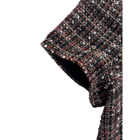 Banana Republic Tweed Short Sleeve Top Black Red Medium M Preppy Business - Picture 5 of 8